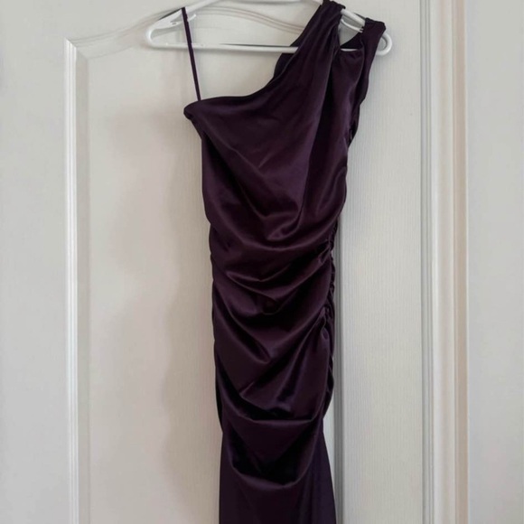 le chateau Dresses & Skirts - le chateau One-Shoulder Satin Dress in Plum